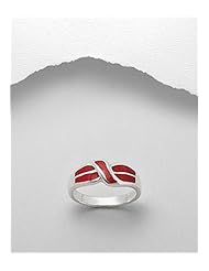 Red Resin Reconstructed stones Ring In 92.5 Sterling Silver