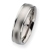 Contemporary Titanium Ridged Edge 6mm Satin and Polished Band Size 6-13 - by Chisel