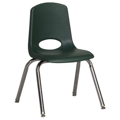 14" Plastic Classroom Chair [Set of 6] Foot Type: Swivel Glide, Seat Color: Hunter Green, Frame Finish: Chrome