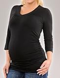 A Pea in the Pod Collection: 3/4 Sleeve V-neck Side Ruched Maternity T Shirt