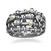 Oxidized Open Band Ring with 14 Karat and Sterling Silver Beads