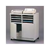 Mobile Machine Stand with 8 Compartment Sorter & Double Door Cabinet, Medium Oak (VRT50092)