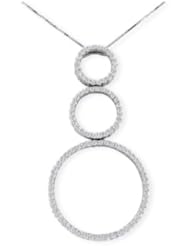 14K White Gold Three Circle Diamond Pendant (1 cttw)