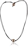 Kala Single Chocolate Pearl on Double Leather Necklace