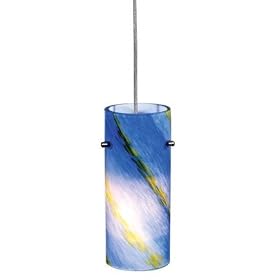 Euro - Low Voltage Track Lighting Pendant Fixture - Brushed Nickel - Blue Lava Swirl Glass... by Vaxcel USA Lighting
