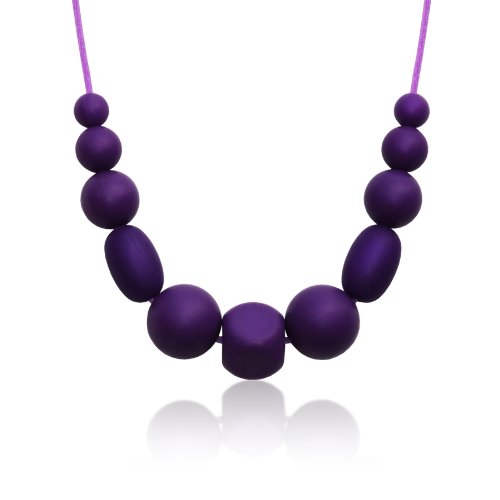 Siliconies Medley Necklace - Silicone Bead Necklace (Teething/Nursing) (Plum-Purple)