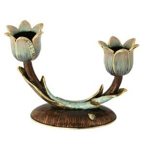 4 Hand Painted Double Tulip Candleholder by 
