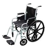 Drive Medical Poly Fly Light Weight Transport Chair Wheelchair with Swing-away Footrest, Silver, 18"