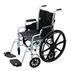 Drive Medical Poly Fly Light Weight Transport Chair Wheelchair with Swing-away Footrest, Silver, 18