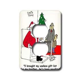 Rich Diesslins Cartoon Days of Christmas TCDC - Dale Hunt - Santa and the Useless Gift List - Light Switch Covers - 2 plug outlet cover