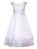 Rare Edition Girls 7-16 White Ruffle Slv/Embr Dress
