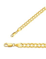 8.5" 14K Yellow Gold 4.7mm (3/16") Polished Diamond Cut Comfort Curb Chain w/ Lobster Clasp