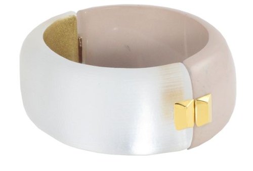 Silver Color Block Hinged Lucite Bangle by Alexis Bittar