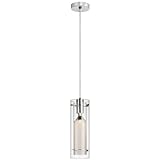Dainolite 22152-CF-PC Single Pendant-Clear Glass with Frosted Insert, Polished Chrome