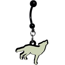 Glow In The Dark Howling Wolf Belly Ring