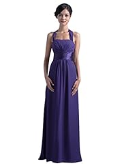 A-line Natural   Waistline Lace Floor Length Halter Chiffon Bridesmaid Dress 