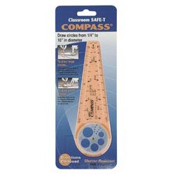 Plastic SAFE-T Compass, Circles 1 4 to 10 dia., Inch Metric Scales, Orange CLH45761 by Drafting Tools