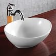 ELANTI EC9838 Porcelain White Vessel Oval Deep Bowl Sink