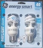 2-Pack GE 40 watt equivalent Daylight 6500k CFL Compact Fluorescent light bulbs