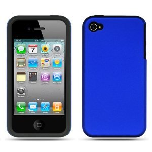 Black Inner Rubber Hybrid 2-in-1 Blue Hard Shell Premium Design Protector Cover Case Compatible for Apple Iphone 4 (AT&T, VERIZON) Black Inner Rubber Hybrid 2-in-1 Blue Hard Shell Premium Design Protector Cover Case Compatible for Apple Iphone 4 (AT&T, VERIZON)