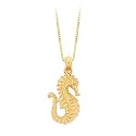 14K Yellow Gold Seahorse Pendant with Chain
