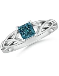 Enhanced Blue Diamond Solitaire Engagement Ring