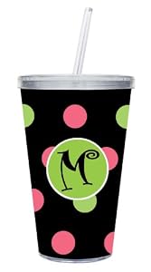 Polka Dot Monogram Acrylic Cup with Clear Straw M