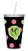 Polka Dot Monogram Acrylic Cup with Clear Straw M