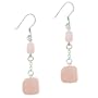 Sterling Silver .925 Genuine Rose Quartz Stone Nugget Rolo Link Dangle Drop Earrings