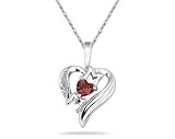 Garnet and Diamond Heart MOM Pendant