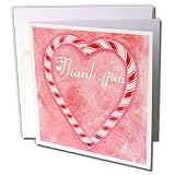 CherylsArt Thank You - Christmas Candy Cane Heart Thank You - Greeting Cards-12 Greeting Cards with envelopes