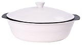 Review Heritage Mint NB09 / Pinnacle Ceramic Non-Stick Bakeware, 3.5 Quart Oval Baker with Lid, White
