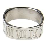 316L Stainless Steel Roman Numeral Ring – Width: 8mm