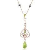 One of a Kind Lemon Quartz and Diamond Necklace in 18k Rose Gold (H/VS-SI)