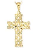 14 Karat Yellow Gold Detailed Religious Celtic Cross