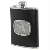 6 oz. Black Leather Flask Bonded with Medallion