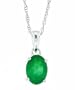 1.00Ct 7X5MM Oval Genuine Emerald Pendant in 14Kt White Gold w/chain(AB Quality)