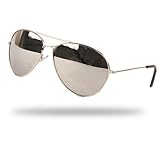 Dollar Shades Mirror Lens Aviator Sunglass (Silver Frame)