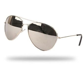 Click here to buy Aviator Sunglasses Mirror Lens Silver Metal Frame 01 by Urban Boundaries Eyewear.