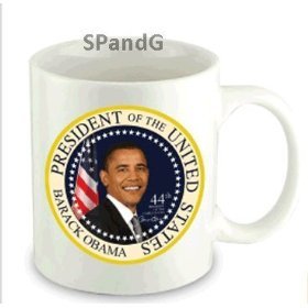 Barack Obama 44th President Mug with Presidential Seal Background and Stamped Base -Collector Mug