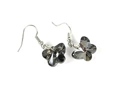 Charcoal Faceted Butterfly Shape Crystal Glass Dangle Earrings