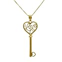 10k Yellow Gold Polished "Love" Key Pendant on Box Chain, 18"