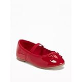 オールドネイビー OLD NAVY/ フェイク-パテント-レザー バレエ フラッツ for ベビー レッド ボタン シューズ 17.5cm【並行輸入】