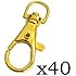 Blue Elf 40 PCS Gold Chrome Color Swivel Eye Lobster Snap Clasp Hook 1-1/2" x 1/2" with Free Cable Orgenizer