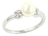 6-6.5mm Cultured Pearl Ring with Diamonds .04cttw