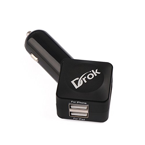 DROKÂ® 4 Port USB Car Charger Power Supply Max 25W 5V 5A Intelligent Recognition Fast Charger Compatible with Apple Android, Suitable for Apple iPhone iPad Samsung Galaxy or any other USB Devices