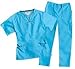 Natural Uniforms Womens Contrast Trim Scallop Scrub Set (Water Blue) (M)