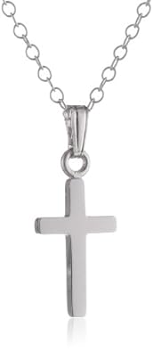 Cheap Girls Jewelry Sterling Silver Childrens Petite Cross Pendant, 13" For Sale
