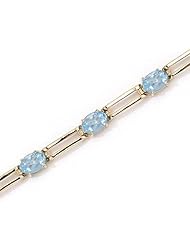 14K Yellow Gold Oval Aquamarine Bracelet