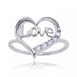Womens Heart Love Diamond Ring in Solid White Gold Size 7